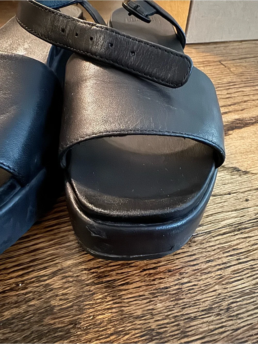 Camper Black Platform Two-Strap Sandal with Ankle Buckle